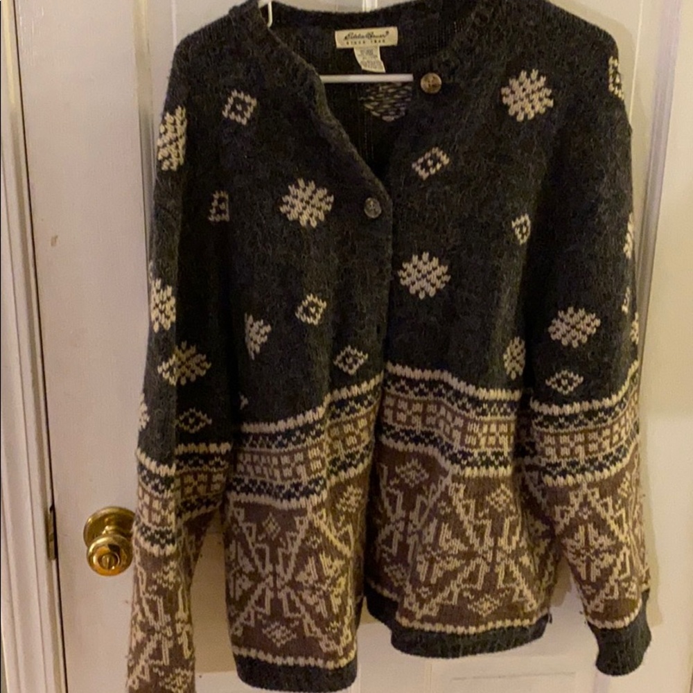 Wool Cardigan gray/tan colors